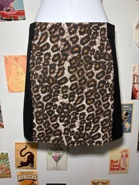 eye candy Leopard Print Pencil Skirt with Black Side Panels